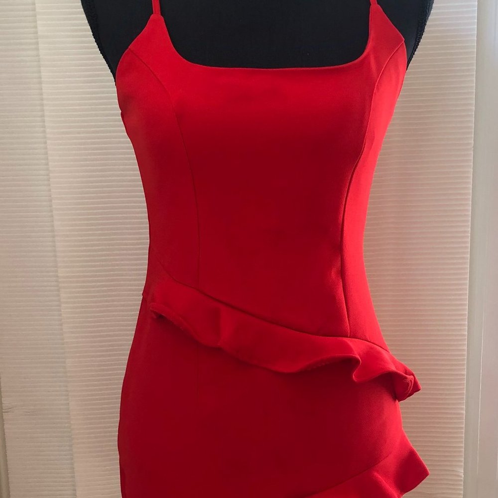 SAINTS + SECRETS Red Ruffled Dress, Size S